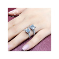 Chic princess cut fancy pink diamond ring women jewelry with CVD CZ Moissanite